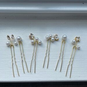 Gold and Pearl Hair Pins